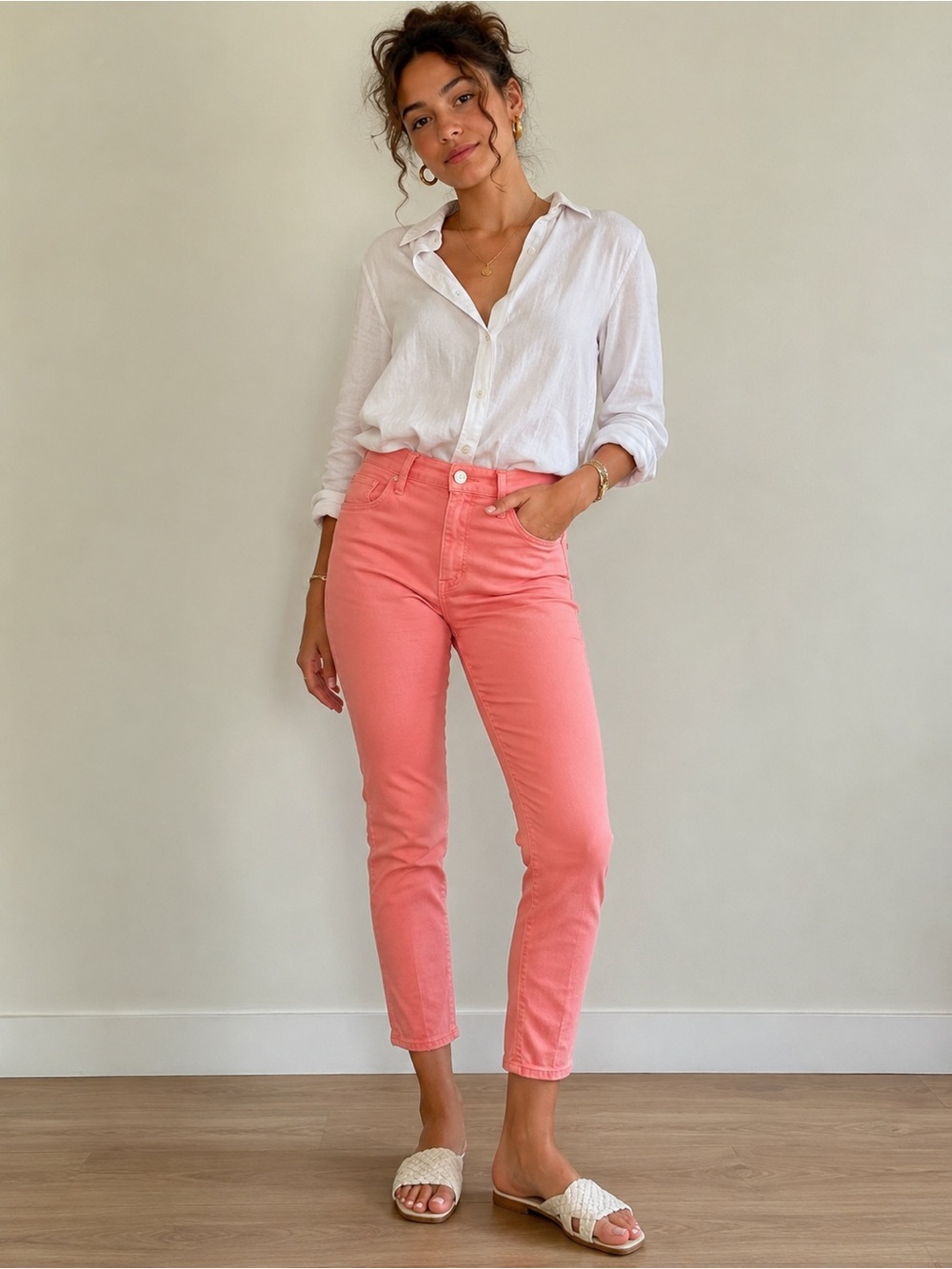 Talbots Pink Cropped Jegging Pants Size 6 Stretch Skinny Coral Salmon